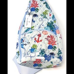 Vera Bradley Sea Life Quilted Sling Backpack - Light Blue Multicolor